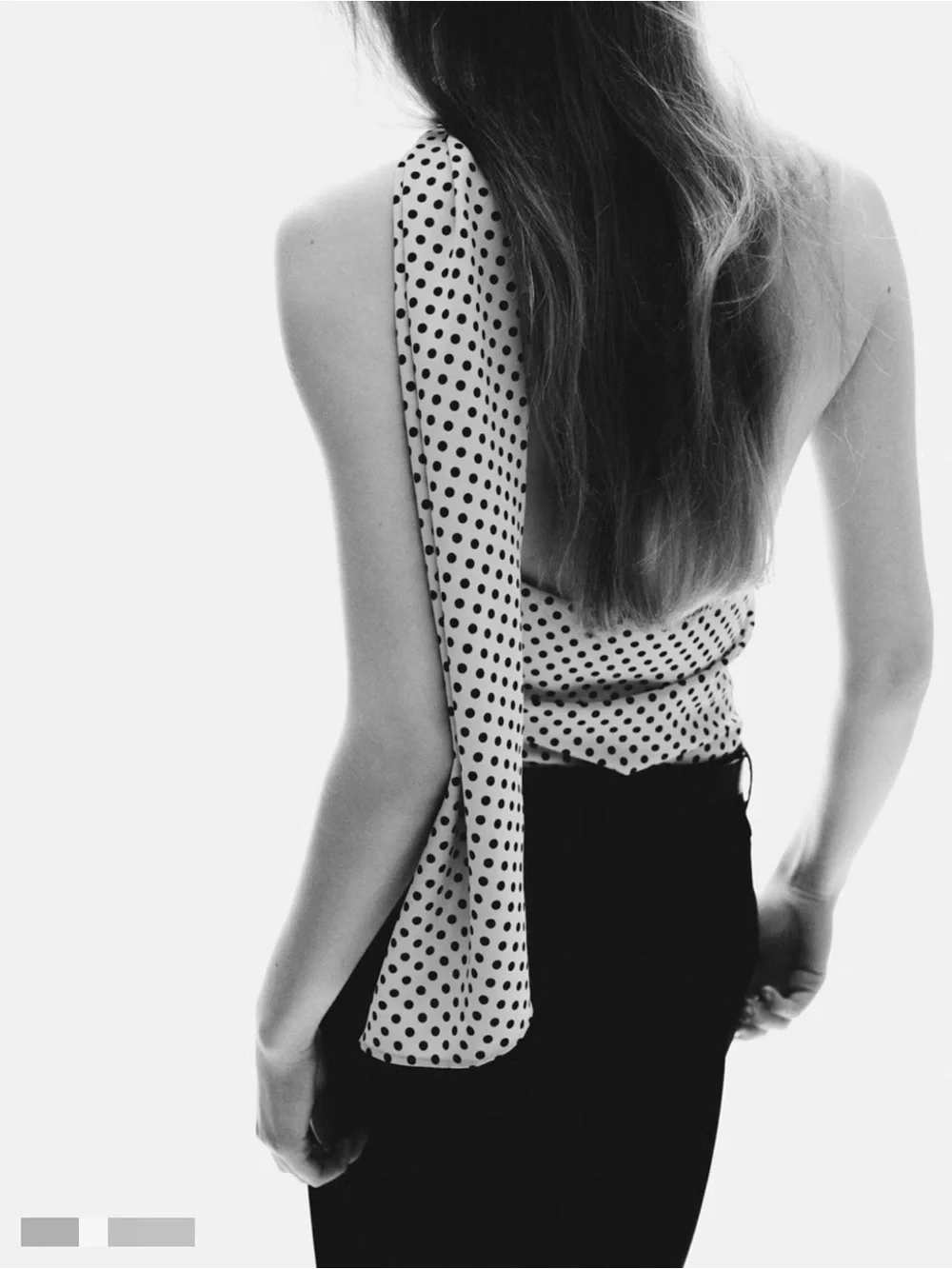 H&M Cream One-Shoulder Polka Dot Top with Black Dots NWTS